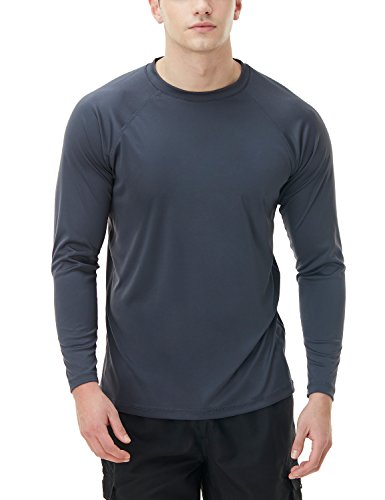 TSLA Herren Rash Guard Swim Shirts, UPF 50+ Loose-Fit Langarmhemden, Quick Dry Cool Running Workout SPF/UV T-Shirts Bademode Top, Mss03 1pack - Charcoal, XL von TSLA