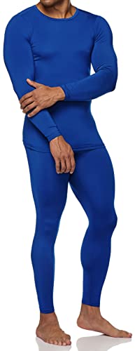 TSLA Herren Thermale Wintergear Mikrofaser Top & Bottom Set mit Fleece-Futte, Mhs100 1pack - Blue, 3XL von TSLA