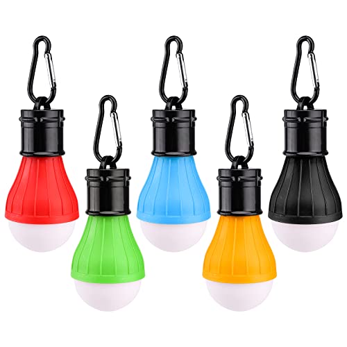 5 Stück Campingbeleuchtung LED Zelt Lichter mit Karabinerhaken Camping Lichter Draussen Mini Campinglampe Zeltlicht Tragbare LED-Zeltlampe Hängeleuchte Wasserdichtes Notfall Camping SOS Signallicht von TSLBW