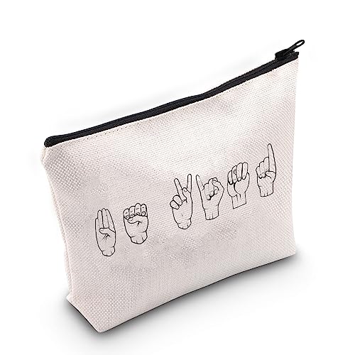 ASL Geschenk ASL Hand Gesten Kosmetiktasche Kulturbeutel Amerikanische Gebärdensprache Geschenk für Gehörlose Dolmetscher Handsignal Geschenk, U.asl Hand, Kosmetiktaschen von TSOTMO