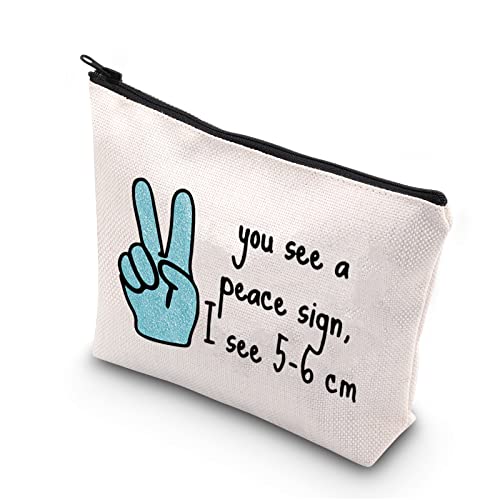Novelty Labor & Delivery Nurse Gift You See A Peace Sign I See 5-6 cm OBGYN Zipper Pouch Make-up Bag, beige, Peace-Zeichen von TSOTMO