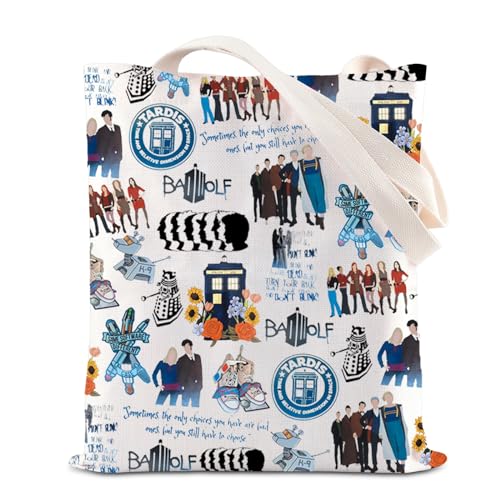 TSOTMO Dr Who-Film-inspiriertes Geschenk, blaue Polizei-Box, Geschenk, The 11th Doctor Tragetasche, Dr Who Fans, Einkaufstasche, David Tennant Geschenk, D Who, medium von TSOTMO