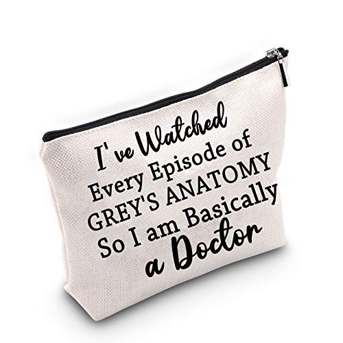 TSOTMO Grey's Anatomie inspiriertes Geschenk Lustige Arzt Make-up-Tasche TV-Show-Geschenk I've Watched Every Episode of Grey's Anatomy So I am Basically a Doctor Kosmetiktasche Make-up Reiseetui von TSOTMO