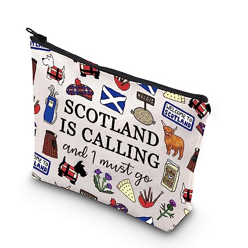 TSOTMO Schottland Make-up-Tasche, Geschenk, Edinburgh, Geschenk für Schottland ist Calling And I Must Go mit Reißverschluss, Beige, Schottland TSOTMO Schottland Make-up-Tasche, Geschenk, Edinburgh, Geschenk für Schottland ist Calling And I Must Go mit Reißverschluss, Beige, Schottland von TSOTMO
