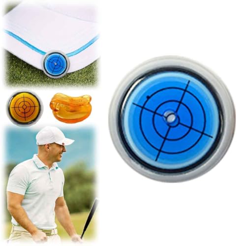 Golfballmarker,Runde Kappen-Clip-Markierung Mit Wasserwaagenfunktion for Golfer,Blasenwaage,GolfmüTzen-Clip,Wasserwaage,Golf-Green-Reader,Magnetischem Golf Hut Clip (Blau) von TSYIDUI