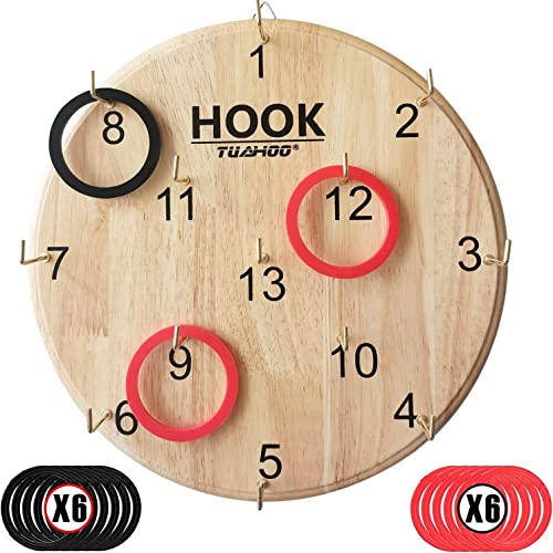 TUAHOO Ring Wurfspiel, Indoor Outdoor Spiele für Kinder ab 3 Jahre und Erwachsene, Dartscheibe, Hook Ring Toss Game, Ringwurfspiele mit Zielscheibe für Kindergeburtstag, Gartenpartys, 30cm von TUAHOO