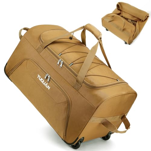 TUGUAN 110L Reisetasche Faltbare mit Rollen Groß, Aufklappbar Extra Große Sporttasche Rollen Handgepäck mit Multi-Griffe für Herren und Damen, Reise, Camping, Fitnessgeräte, 28''/71cm, Braun TUGUAN 110L Reisetasche Faltbare mit Rollen Groß, Aufklappbar Extra Große Sporttasche Rollen Handgepäck mit Multi-Griffe für Herren und Damen, Reise, Camping, Fitnessgeräte, 28''/71cm, Braun von TUGUAN
