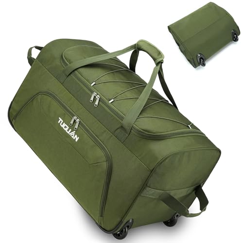 TUGUAN 110L Reisetasche Faltbare mit Rollen Groß, Aufklappbar Extra Große Sporttasche Rollen Handgepäck mit Multi-Griffe für Herren und Damen, Reise, Camping, Fitnessgeräte, 28''/71cm, Grün TUGUAN 110L Reisetasche Faltbare mit Rollen Groß, Aufklappbar Extra Große Sporttasche Rollen Handgepäck mit Multi-Griffe für Herren und Damen, Reise, Camping, Fitnessgeräte, 28''/71cm, Grün von TUGUAN