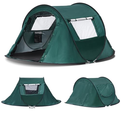 TUKAILAI Pop Up Zelt 2-3 Menschen Camping Zelt Wasserdichtes automatisches Zelt 4-Saison Pop-Up Zelt für Camping Wandern Reisen Strand 245x145x100cm(Grün) von TUKAILAI