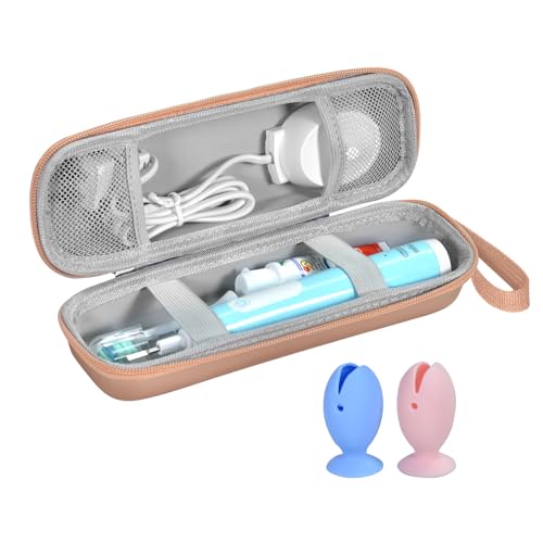 Elektrische Zahnbürste Reiseetui für Oral-B/Oral-B Pro/Phlips Sonicare Electric Toothbrush, Tragbare Hartschalen Reisetasche Reise-etui mit 2pcs Zahnbürsten Kopf Silikon Schutzhülle(Roségold) von TUNYINSH