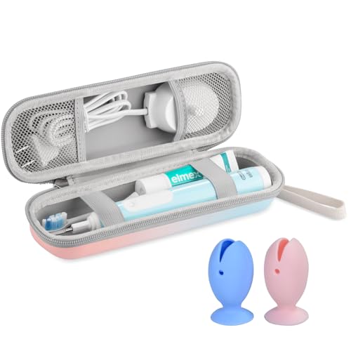 TUNYINSH Elektrische Zahnbürste Reiseetui für Oral B/Oral-B Pro/Electric Toothbrush, Tragbare Hartschalen eise-etui für oral b aufsteckbürsten und Zubehör (Gradient Case and 2 Caps) von TUNYINSH