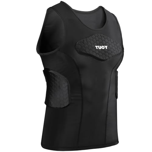 TUOY Gepolstertes Rippen-Shirt, gepolstert, ärmellos, für Fußball, Baseball TUOY Gepolstertes Rippen-Shirt, gepolstert, ärmellos, für Fußball, Baseball von TUOY
