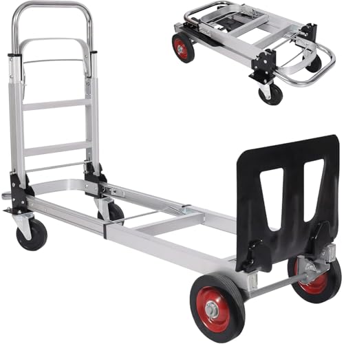 TUPOSTAR Robuster Rollwagen, Faltbarer, Umwandelbarer, Einziehbarer Handwagen, Rollwagen Aus Aluminiumlegierung, Für Krankenhäuser, Einkaufszentren,Silber von TUPOSTAR