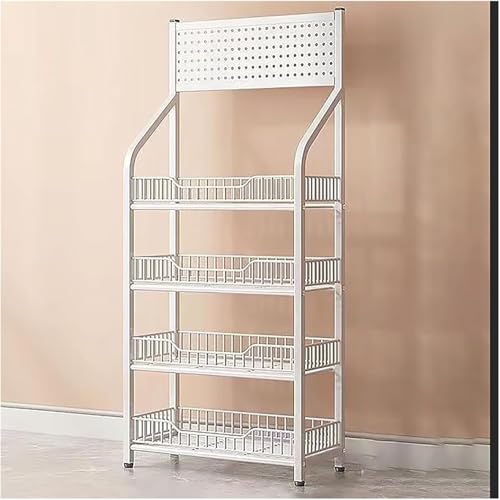 TUPOSTAR Süßigkeitenspender Für Den Convenience Store, Große Snackwagen Für Den Boden, Vorratshalter Für Imbissstände, Für Chipstüten/Getränke/Brot,White4tier,60cm von TUPOSTAR