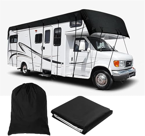 TUPOSTAR Wohnmobil-Abdeckung UV-Schutz-Oberteil Wohnmobil-Abdeckung Winddichte Camper-Abdeckung Passend Für Wohnmobile,Schwarz,850X300CM von TUPOSTAR