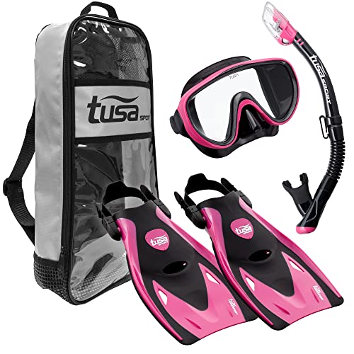 Tusa damen tauch-set Serene Maske ventil-schnorchel kurzen flossen, schwarz pink, S von TUSA Sport
