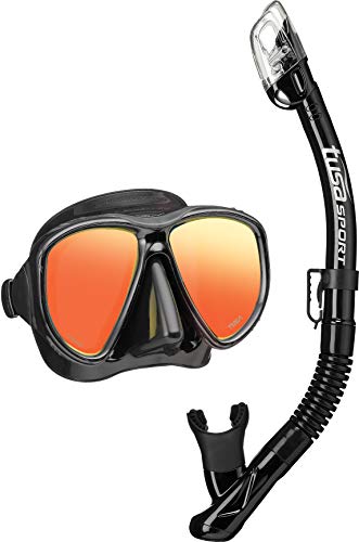 Tusa schnorchel-set Powerview Dry tauch-set maske trocken schnorchel erwachsene, mirror schwarz von TUSA