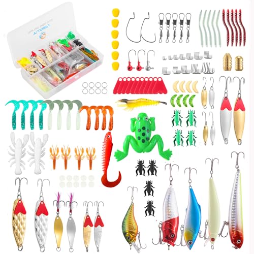 TUXIBIN 181PCS Angeln köder, Angelköder gemischt einschließlich Spinner, VIB, Höhenhaken, Einzelhaken, Drehgelenke, Zangen, Führer, etc.für Süßwasser-Salzwasser-Fischen TUXIBIN 181PCS Angeln köder, Angelköder gemischt einschließlich Spinner, VIB, Höhenhaken, Einzelhaken, Drehgelenke, Zangen, Führer, etc.für Süßwasser-Salzwasser-Fischen von TUXIBIN