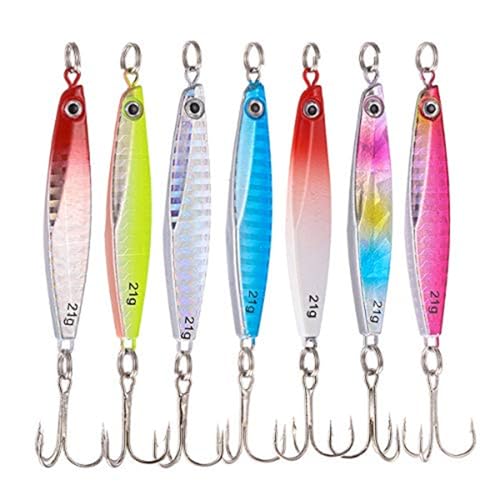 TUXIBIN 7 Stück Kunstköder Set, Angelköder, Fischköder, Künstlicher Fischköder, Wobbler Swimbait, Spinnerbait, Lachs, Forelle, Köder mit Drillingshaken für Süßwasser-Salzwasser-Fischen 21g TUXIBIN 7 Stück Kunstköder Set, Angelköder, Fischköder, Künstlicher Fischköder, Wobbler Swimbait, Spinnerbait, Lachs, Forelle, Köder mit Drillingshaken für Süßwasser-Salzwasser-Fischen 21g von TUXIBIN