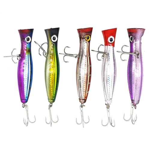 TUXIBIN Oberflächenköder - Popper, große Popper Köder, schwimmende Köder, Topwater Angelköder, Salzwasser Angeln künstliche Harte Kunstköder Barsch Thunfisch für Seabass, Hecht, Barsch 13 cm 43g 5-12 TUXIBIN Oberflächenköder - Popper, große Popper Köder, schwimmende Köder, Topwater Angelköder, Salzwasser Angeln künstliche Harte Kunstköder Barsch Thunfisch für Seabass, Hecht, Barsch 13 cm 43g 5-12 von TUXIBIN