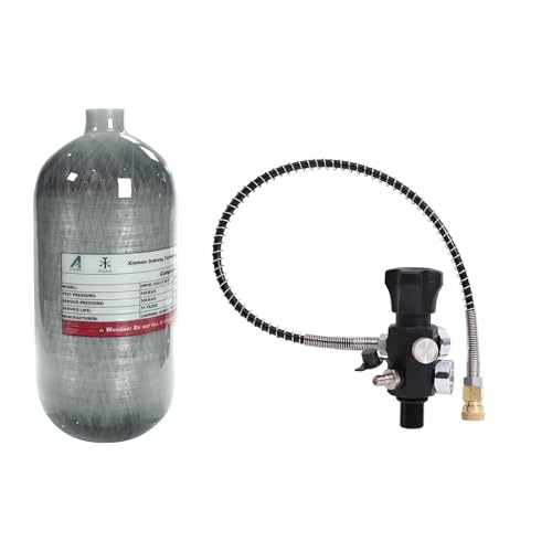 TUXING 2,5 l Kohlefaser Paintball HPA Lufttank, 4500 psi PCP Air System, Dual Gauge Ventil, 61 cm Hochdruckschlauch mit doppeltem Schnell-Diconnect TUXING 2,5 l Kohlefaser Paintball HPA Lufttank, 4500 psi PCP Air System, Dual Gauge Ventil, 61 cm Hochdruckschlauch mit doppeltem Schnell-Diconnect von TUXING