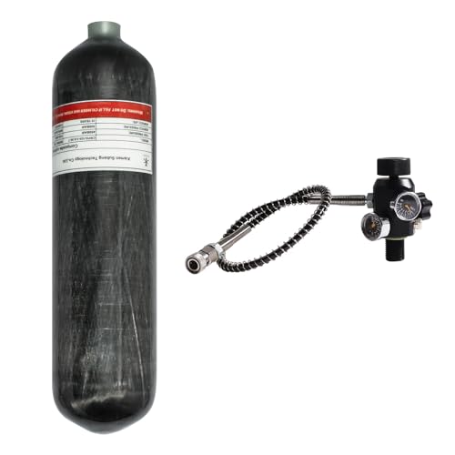 TUXING 4500psi 300Bar 3L Carbon Fiber HPA Tank Hochdruckflasche mit Regulierventil Tauchen M18*1.5 von TUXING