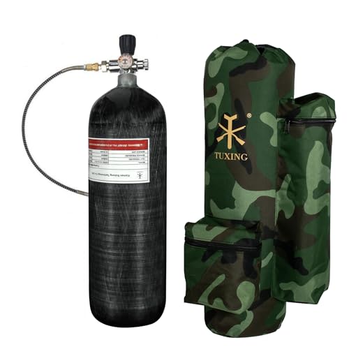 TUXING 4500psi Carbon Fiber Air Tank 6.8L Diving Scuba mit Tragetasche, PCP Paintball Druckluftsystem mit Ventil Regulator Manometer für PCP Luftgewehre TUXING 4500psi Carbon Fiber Air Tank 6.8L Diving Scuba mit Tragetasche, PCP Paintball Druckluftsystem mit Ventil Regulator Manometer für PCP Luftgewehre von TUXING