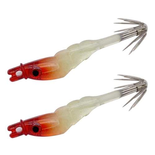 TWEW 2 Stück 5 cm Tintenfisch Jig Angelköder für Kopfhaken, Tintenfischhaken, Regenschirm, Meeresangeln, Tintenfisch, Jig, Angelköder von TWEW