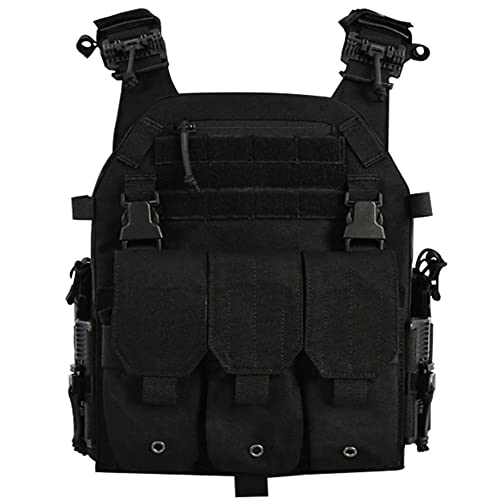 Taktische Plattenträger, Leichter Taktische Plate Carrier mit MK3 Magazintasche aus 1000D Nylon Cummerbund mit Schnellverschluss MOLLE Kompatibler Plattenträger für Paintball Airsoft Schwarz von TWINFALCONS