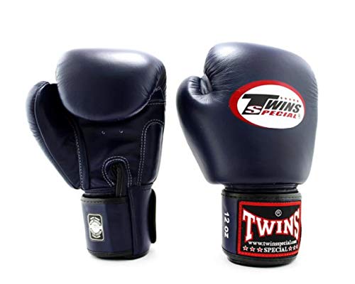 TWINS Boxhandschuhe, Leder, blau, Muay Thai, Leather Boxing Gloves, MMA Size 16 Oz von TWINS