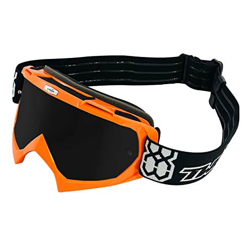 TWO-X Cross-Brille - Motocross-Brille mit getöntem schwarz-grauen Glas - Kratzfeste Motorrad-Brille - Enduro & Downhill - Modell Race - Orange von TWO-X