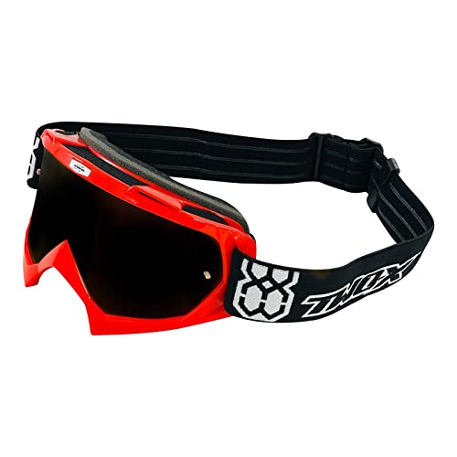 TWO-X Cross-Brille - Motocross-Brille mit getöntem schwarzen Glas - Kratzfeste Motorrad-Brille - Enduro & Downhill Schutz-Brille - Modell Race - Rot von TWO-X