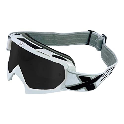TWO-X Cross-Brille - Motocross-Brille mit getöntem schwarzen Glas - Kratzfeste Motorrad-Brille - Enduro & Downhill Schutz-Brille - Modell Race - Weiß von TWO-X