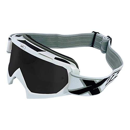 TWO-X Cross-Brille - Motocross-Brille mit getöntem schwarzen Glas - Kratzfeste Motorrad-Brille - Enduro & Downhill Schutz-Brille - Modell Race - Weiß TWO-X Cross-Brille - Motocross-Brille mit getöntem schwarzen Glas - Kratzfeste Motorrad-Brille - Enduro & Downhill Schutz-Brille - Modell Race - Weiß von TWO-X
