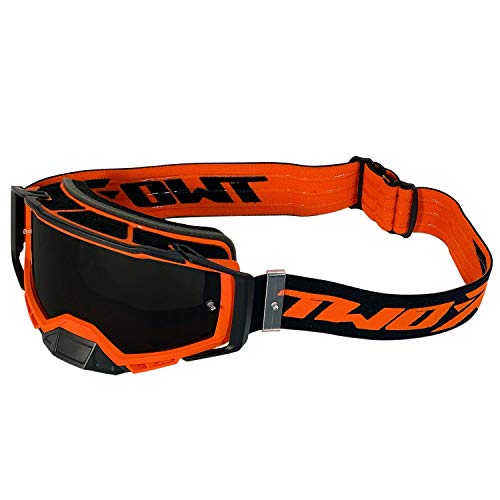 TWO-X Cross-Brille - Motocross-Brille mit getöntem schwarzen Glas - Motorrad-Brille - Enduro & Downhill - Schutz-Brille - Atom - Fury-Orange von TWO-X