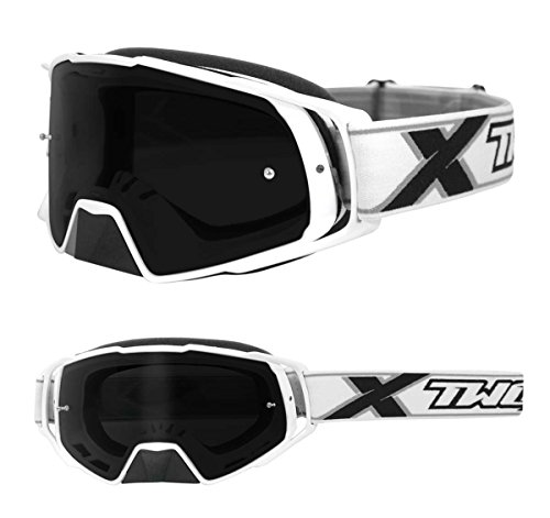 TWO-X Cross-Brille - Motocross-Brille mit getöntem schwarzen Glas - Motorrad-Brille - Enduro & Downhill - Schutz-Brille - Modell Rocket - Weiß TWO-X Cross-Brille - Motocross-Brille mit getöntem schwarzen Glas - Motorrad-Brille - Enduro & Downhill - Schutz-Brille - Modell Rocket - Weiß von TWO-X