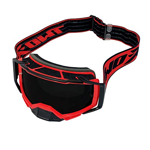 TWO-X Cross-Brille - Motocross-Brille mit getöntem schwarzen Glas - Motorrad-Brille - Enduro & Downhill - Schutzbrille - Atom - Inferno-Rot TWO-X Cross-Brille - Motocross-Brille mit getöntem schwarzen Glas - Motorrad-Brille - Enduro & Downhill - Schutzbrille - Atom - Inferno-Rot von TWO-X