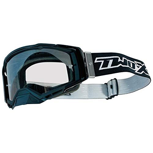 TWO-X Cross-Brille - Motocross-Brille mit klarem Glas - Kratzfeste Motorrad-Brille - Enduro & Downhill - Schutz-Brille - Atom - Blackhawk-Schwarz von TWO-X