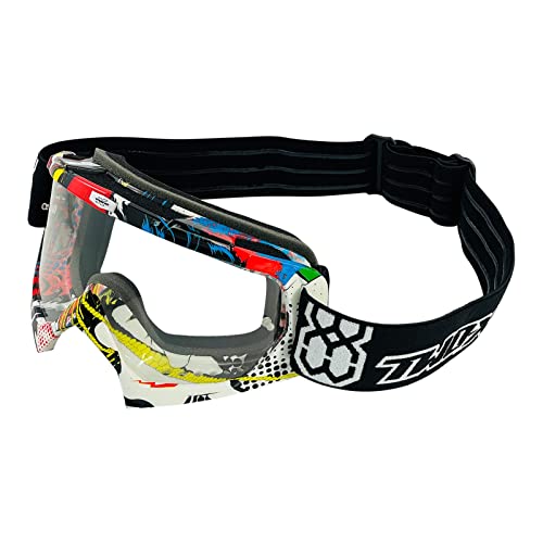 TWO-X Cross-Brille - Motocross-Brille mit klarem Glas - Kratzfeste Motorrad-Brille - Enduro & Downhill Schutz-Brille - Modell Race - Villains-Bunt TWO-X Cross-Brille - Motocross-Brille mit klarem Glas - Kratzfeste Motorrad-Brille - Enduro & Downhill Schutz-Brille - Modell Race - Villains-Bunt von TWO-X