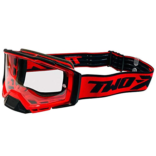 TWO-X Cross-Brille - Motocross-Brille mit klarem Glas - Kratzfeste Motorradbrille - Enduro & Downhill - Schutz-Brille - Klarglas - Atom - Inferno-Rot TWO-X Cross-Brille - Motocross-Brille mit klarem Glas - Kratzfeste Motorradbrille - Enduro & Downhill - Schutz-Brille - Klarglas - Atom - Inferno-Rot von TWO-X