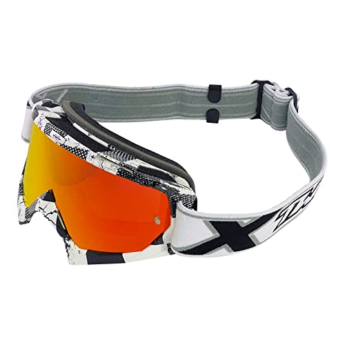 TWO-X Cross-Brille - Motocross-Brille mit verspiegeltem Iridium Glas - Motorrad-Brille - Enduro & Downhill - Modell Race - Factory Weiß-Schwarz TWO-X Cross-Brille - Motocross-Brille mit verspiegeltem Iridium Glas - Motorrad-Brille - Enduro & Downhill - Modell Race - Factory Weiß-Schwarz von TWO-X