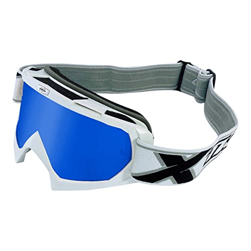 TWO-X Cross-Brille - Motocross-Brille mit verspiegeltem blauen Glas - Kratzfeste Motorrad-Brille - Enduro & Downhill - MX Brille - Modell Race - Weiß TWO-X Cross-Brille - Motocross-Brille mit verspiegeltem blauen Glas - Kratzfeste Motorrad-Brille - Enduro & Downhill - MX Brille - Modell Race - Weiß von TWO-X