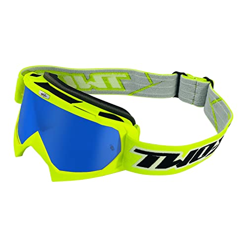 TWO-X Cross-Brille - Motocross-Brille mit verspiegeltem blauen Glas - Kratzfeste Motorrad-Brille - Enduro & Downhill - Modell Race - Neongelb TWO-X Cross-Brille - Motocross-Brille mit verspiegeltem blauen Glas - Kratzfeste Motorrad-Brille - Enduro & Downhill - Modell Race - Neongelb von TWO-X