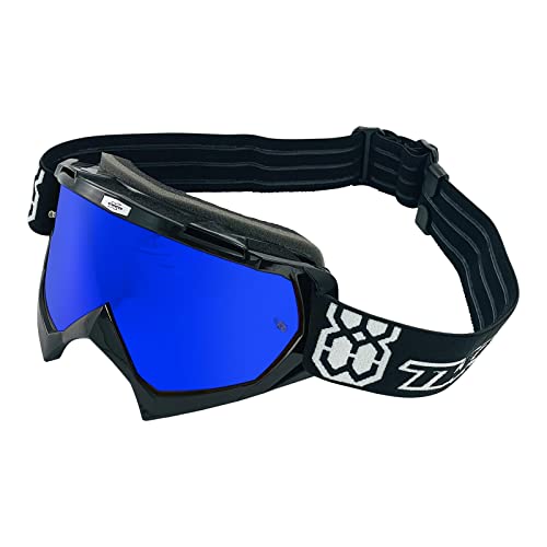 TWO-X Cross-Brille - Motocross-Brille mit verspiegeltem blauen Glas - Kratzfeste Motorrad-Brille - Enduro & Downhill - Modell Race - Schwarz TWO-X Cross-Brille - Motocross-Brille mit verspiegeltem blauen Glas - Kratzfeste Motorrad-Brille - Enduro & Downhill - Modell Race - Schwarz von TWO-X