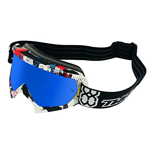 TWO-X Cross-Brille - Motocross-Brille mit verspiegeltem blauen Glas - Kratzfeste Motorrad-Brille - Enduro & Downhill - Modell Race - Villains-Bunt TWO-X Cross-Brille - Motocross-Brille mit verspiegeltem blauen Glas - Kratzfeste Motorrad-Brille - Enduro & Downhill - Modell Race - Villains-Bunt von TWO-X