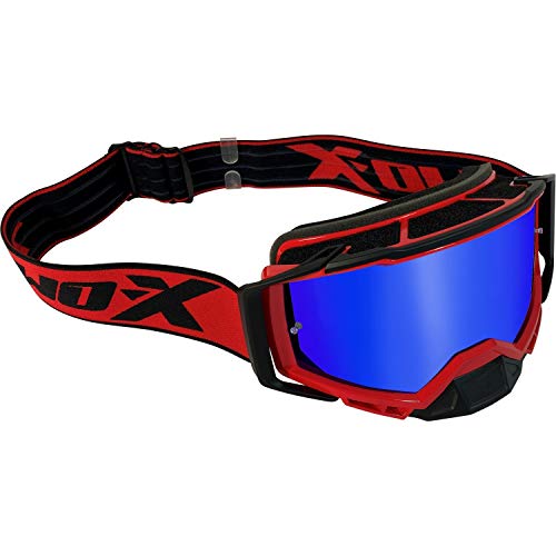 TWO-X Cross-Brille - Motocross-Brille mit verspiegeltem blauen Glas - Motorrad-Brille - Enduro & Downhill - Schutzbrille - Atom - Inferno-Rot TWO-X Cross-Brille - Motocross-Brille mit verspiegeltem blauen Glas - Motorrad-Brille - Enduro & Downhill - Schutzbrille - Atom - Inferno-Rot von TWO-X
