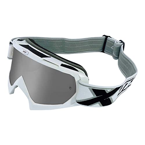 TWO-X Cross-Brille - Motocross-Brille mit verspiegeltem silbernen Glas - Kratzfeste Motorrad-Brille - Enduro & Downhill - Modell Race - Weiß TWO-X Cross-Brille - Motocross-Brille mit verspiegeltem silbernen Glas - Kratzfeste Motorrad-Brille - Enduro & Downhill - Modell Race - Weiß von TWO-X