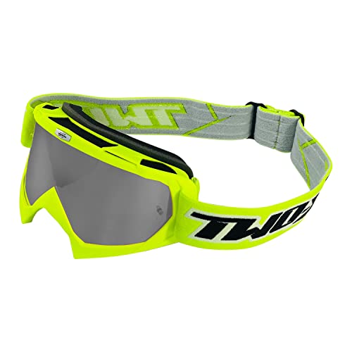 TWO-X Cross-Brille - Motocross-Brille mit verspiegeltem silbernen Glas - Motorrad-Brille - Enduro & Downhill Schutz-Brille - Modell Race - Neongelb TWO-X Cross-Brille - Motocross-Brille mit verspiegeltem silbernen Glas - Motorrad-Brille - Enduro & Downhill Schutz-Brille - Modell Race - Neongelb von TWO-X