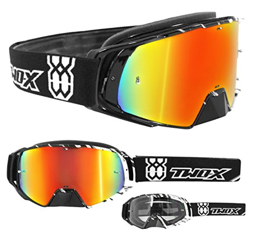 TWO-X Cross-Brille - ROCKET - Motocrossbrille mit verspiegeltem Iridium - Motorradbrille - Enduro & Downhill - Schutz-Brille - Crush Schwarz-Weiß TWO-X Cross-Brille - ROCKET - Motocrossbrille mit verspiegeltem Iridium - Motorradbrille - Enduro & Downhill - Schutz-Brille - Crush Schwarz-Weiß von TWO-X
