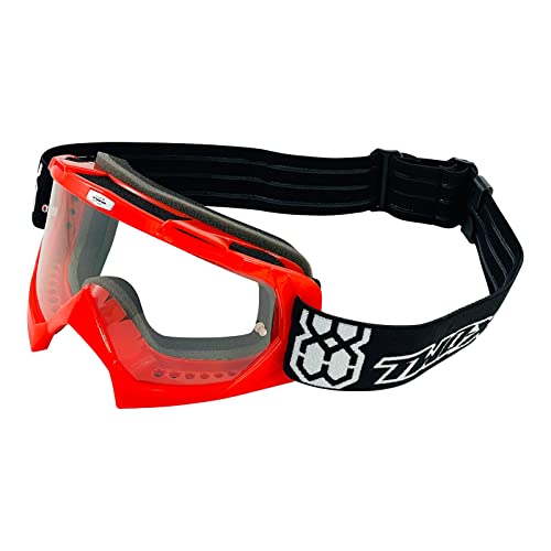 TWO-X Cross-Brille - Roll Off - MX Brille - Motocross-Brille mit Klarglas - Kratzfeste Motorrad-Brille - Enduro & Downhill - Modell Race - Rot von TWO-X